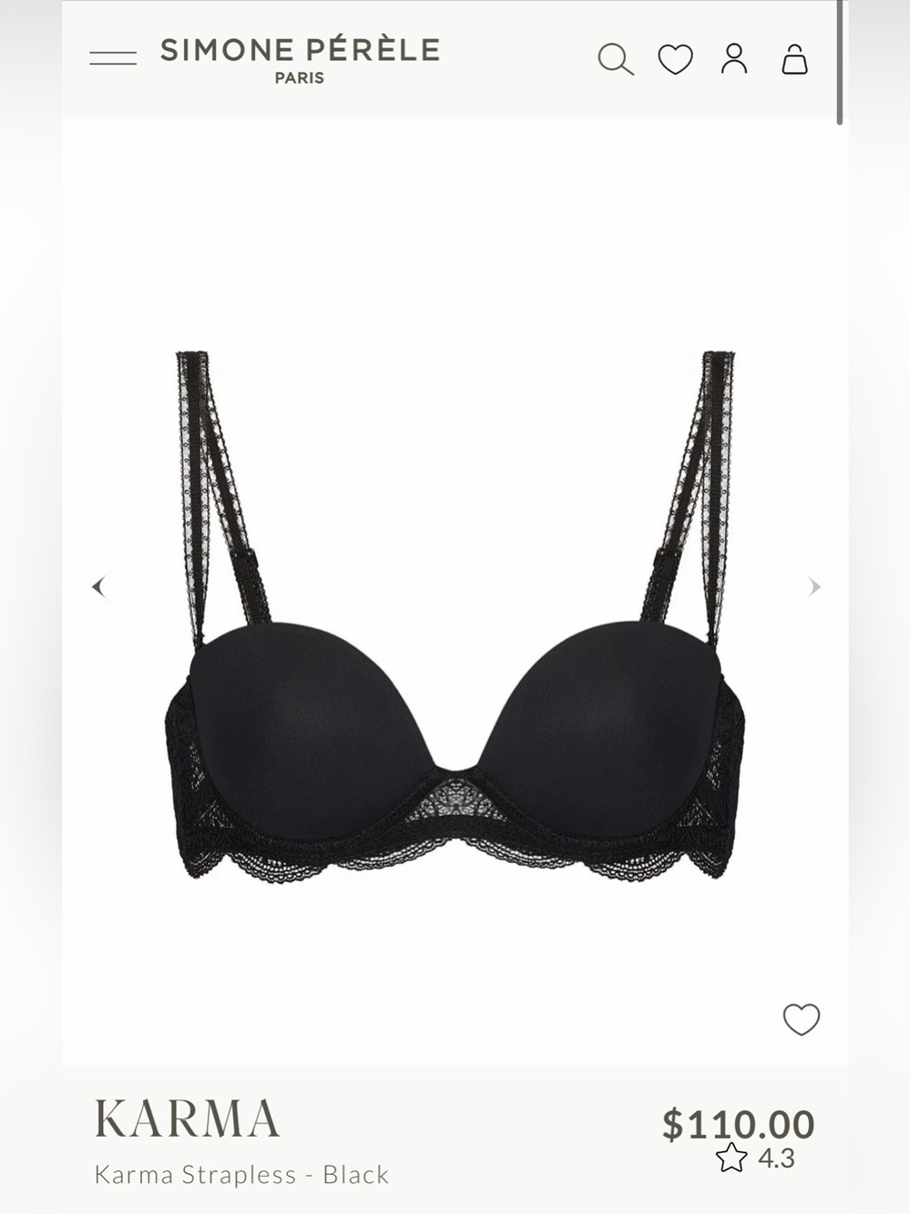 Simone Perele Black Lace-Trim Strapless Bra